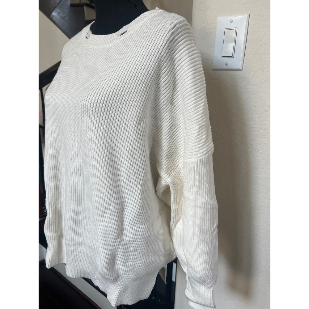 Oversized Cream Ribbed Sweater small - Picture 3 of 7